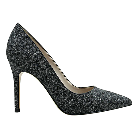 glitter pointed toe heels