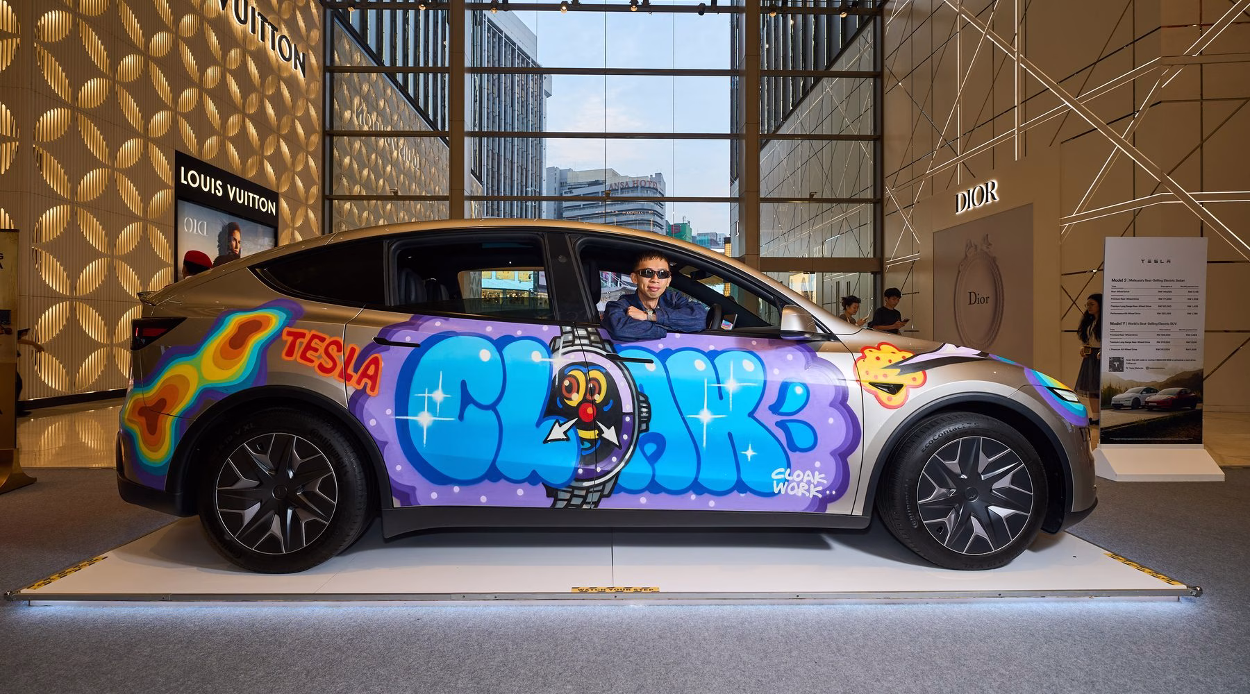 Tesla Model Y L painted by Cloakwork for Art of Time 2026